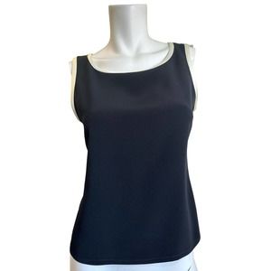 Jeannette Miner Paris Designer Black W/ White Trim Sleeveless Blouse/Tqnk sz 38